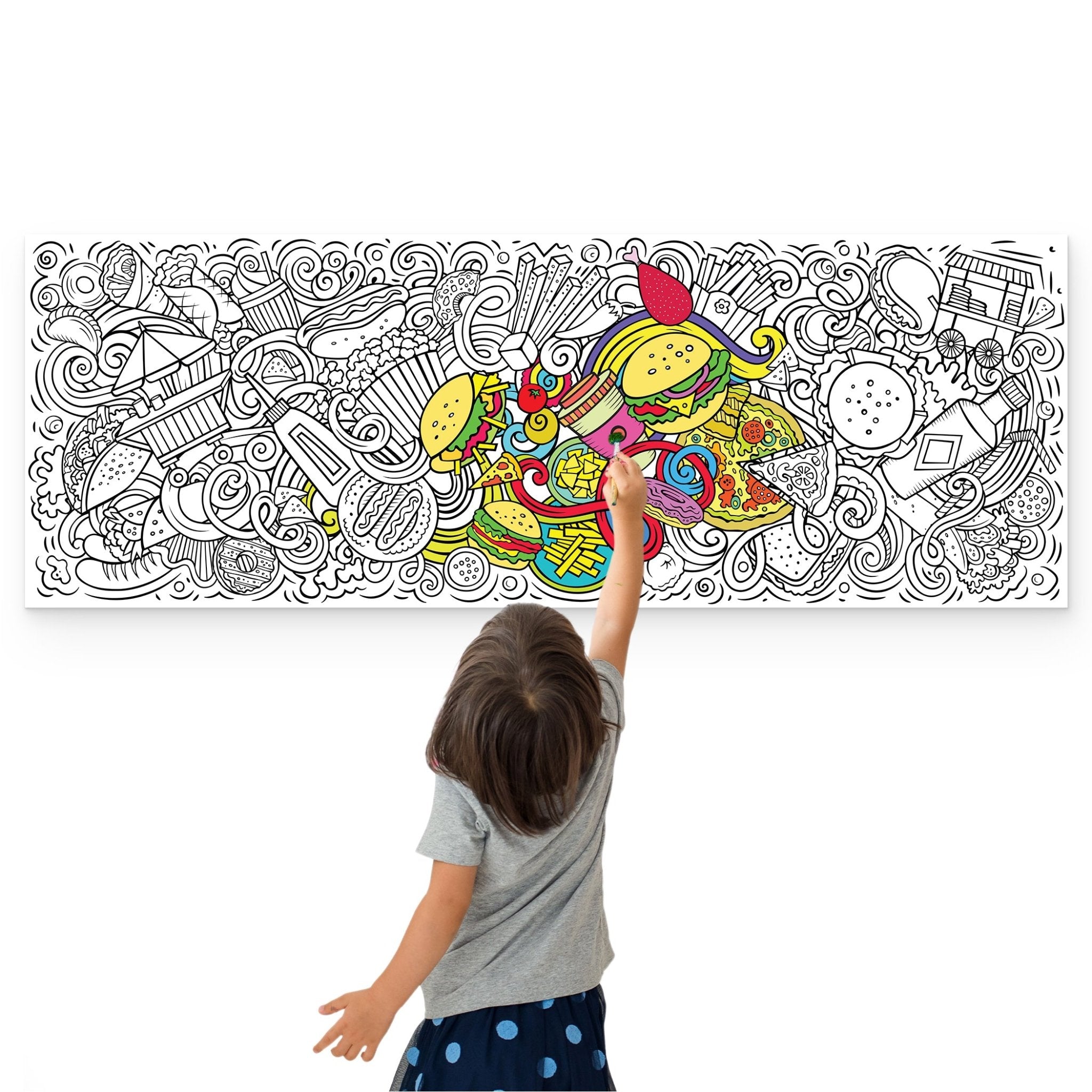 Giant Coloring Poster - Junk Food Doodle